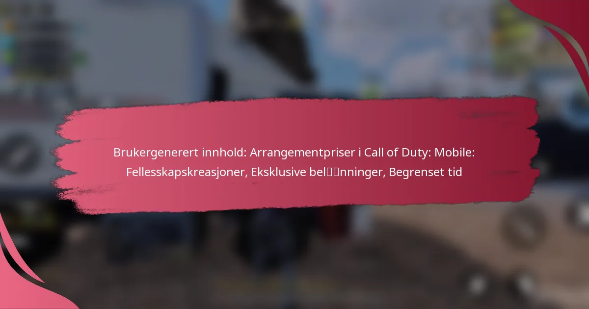Brukergenerert innhold: Arrangementpriser i Call of Duty: Mobile: Fellesskapskreasjoner, Eksklusive belønninger, Begrenset tid