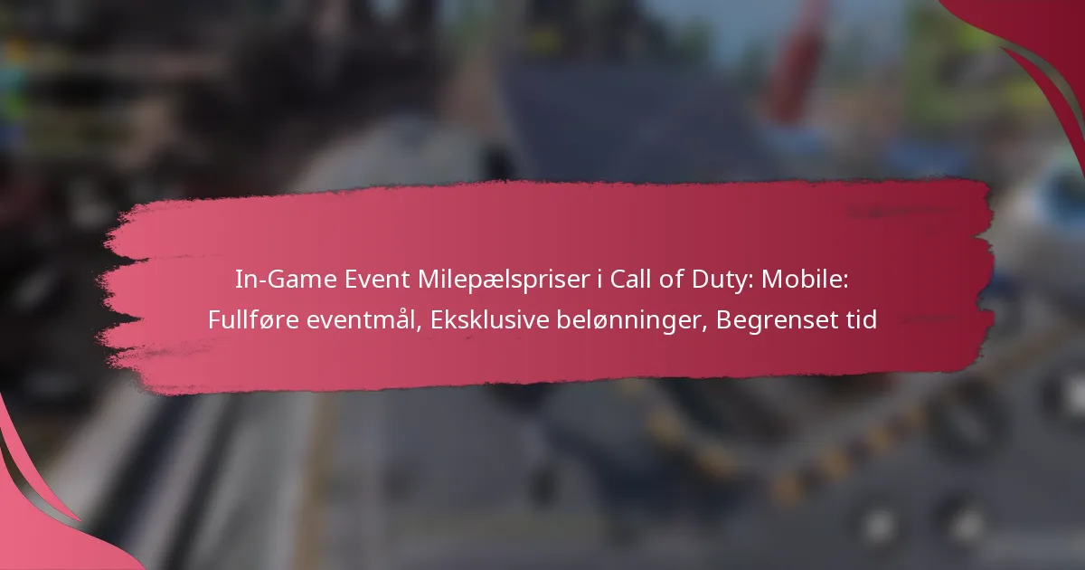 In-Game Event Milepælspriser i Call of Duty: Mobile: Fullføre eventmål, Eksklusive belønninger, Begrenset tid