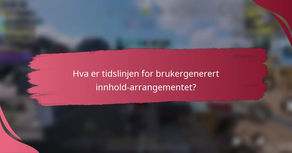 Hva er tidslinjen for brukergenerert innhold-arrangementet?