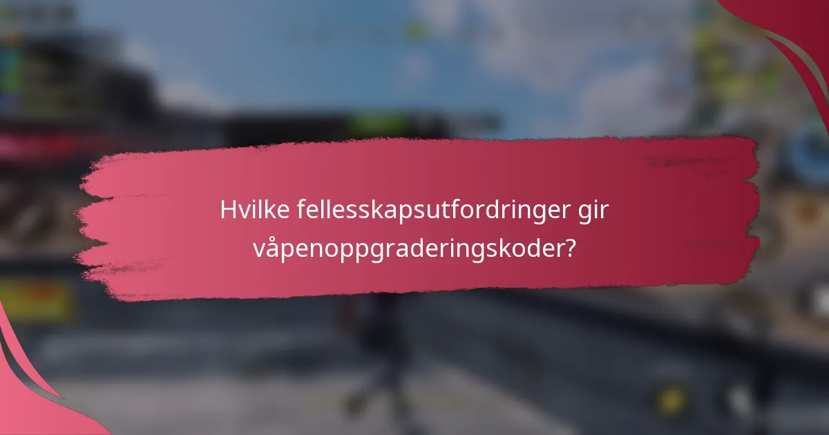Hvilke fellesskapsutfordringer gir våpenoppgraderingskoder?